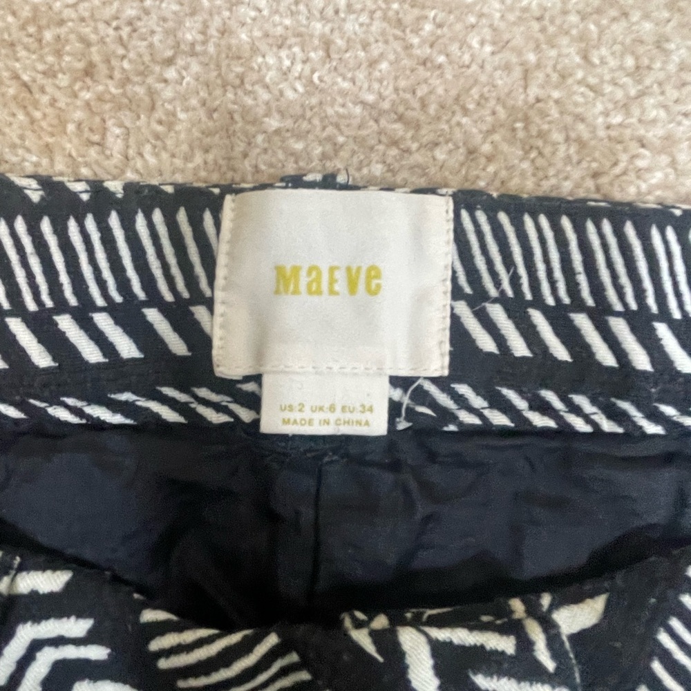 Maeve Anthropologie Fieldnotes black and white Tribal miniskirt size 2 - Picture 2 of 7